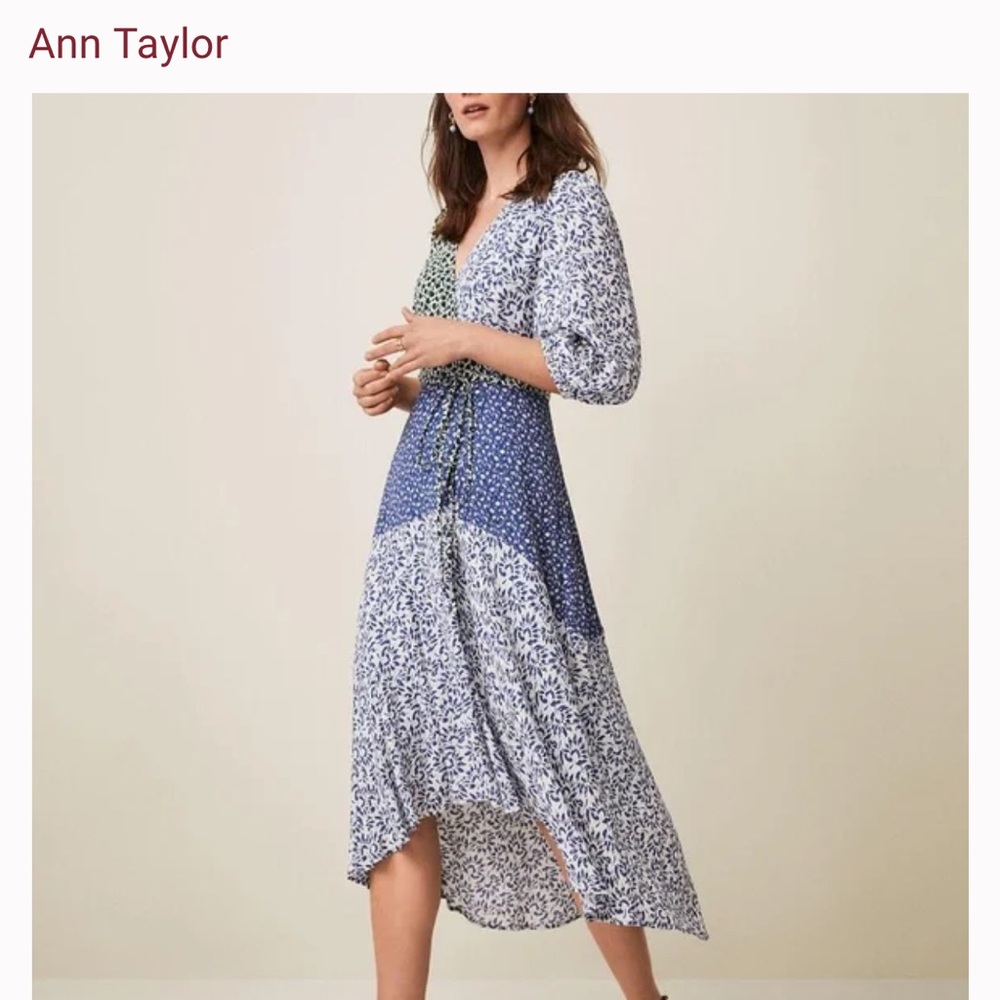 NWOT Ann Taylor Blue Wrap Dress Size 6